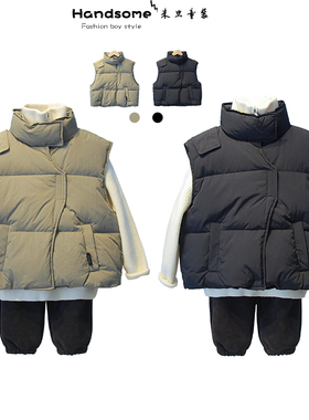 啦芙莱童装儿童工装90白鸭绒羽绒马甲24冬新品男童羽绒服外套3822