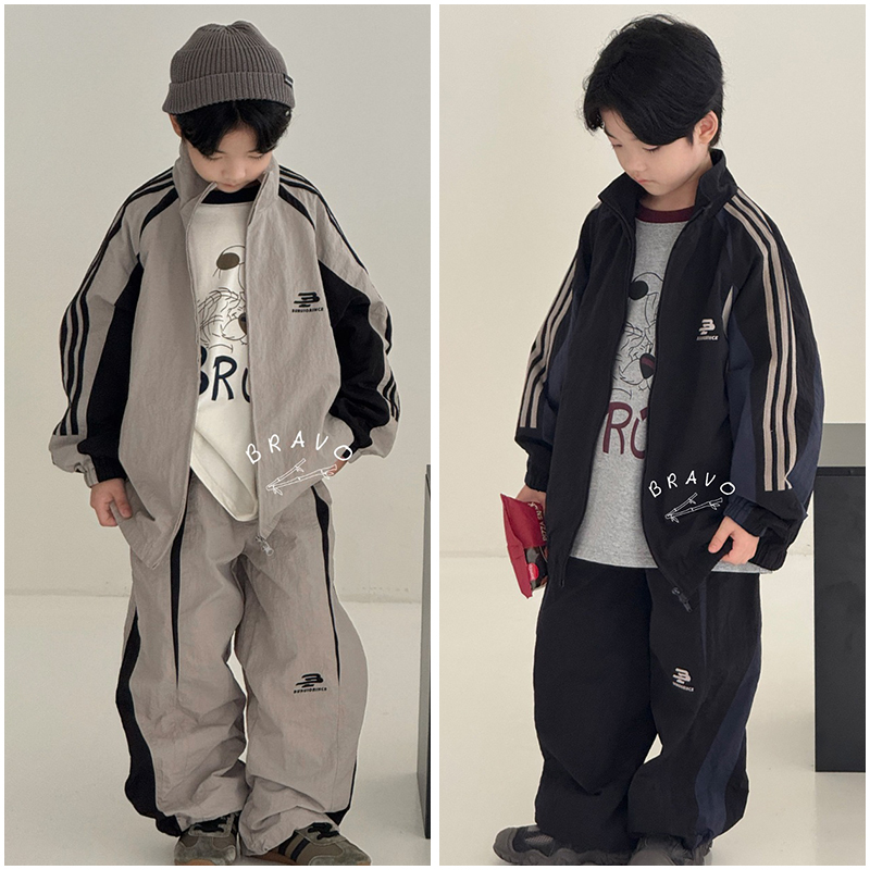 布芮欧童装儿童运动帅气工装两件套25秋新男童外套长裤套装56167