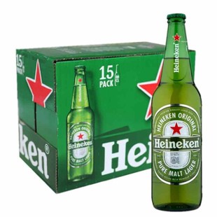 喜力啤酒660ml 15瓶意大利原箱进口小星啤酒超大瓶版 黄啤Heineken