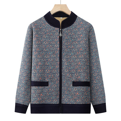 恒源祥中老年人毛衣外套女老太太衣服秋冬装加绒上衣7080岁奶奶开