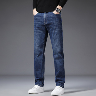 韩国潮牌高品质春夏季商务休闲牛仔裤男款宽松直筒弹力修身牛仔裤