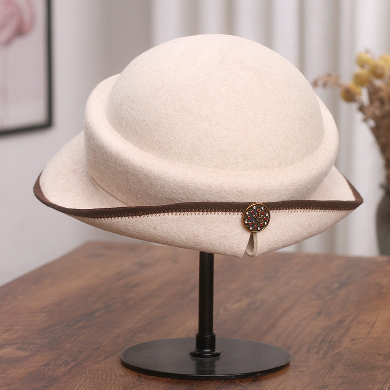 香港潮牌帽子女秋冬时尚折边羊毛呢贝雷帽法式复古优雅盆帽洋气百,服饰配件/皮带/帽子/围巾,帽子,淘宝优惠券,粉丝福利购,淘宝优惠卷