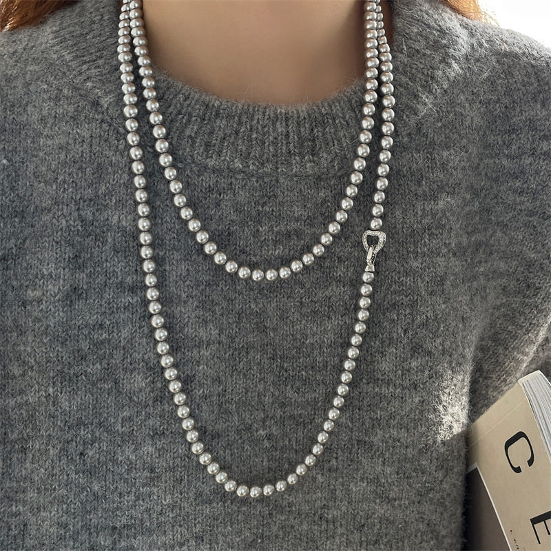 香港潮牌长款双层轻奢秋冬灰色珍珠项链2024新款爆款新款女毛衣女,珠宝/钻石/翡翠,颈饰,淘宝优惠券,粉丝福利购,淘宝优惠卷