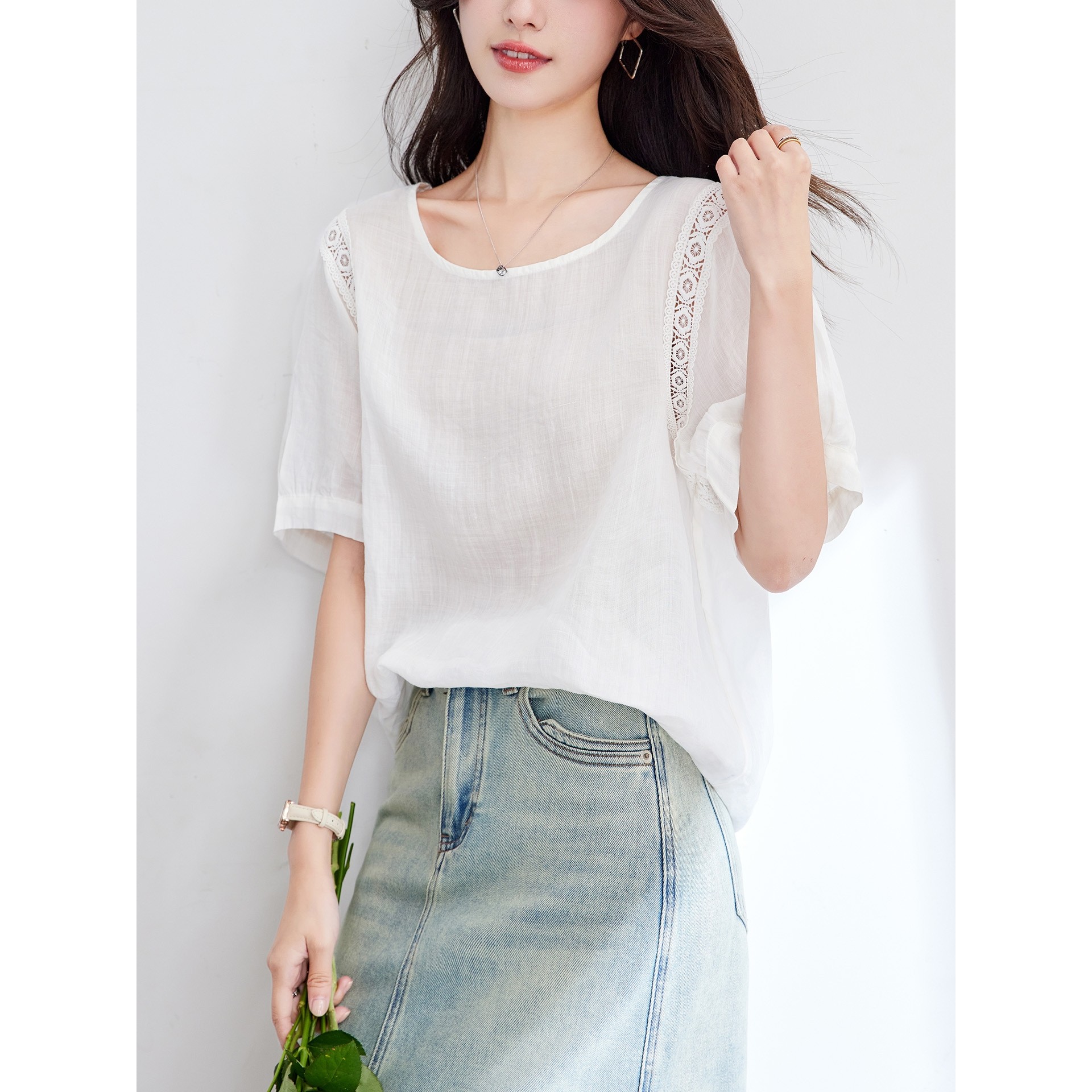 香港潮牌【定制】苎麻白衬衫女五分袖夏装新款薄款透气上衣宽松休,女装/女士精品,真丝上装,淘宝优惠券,粉丝福利购,淘宝优惠卷