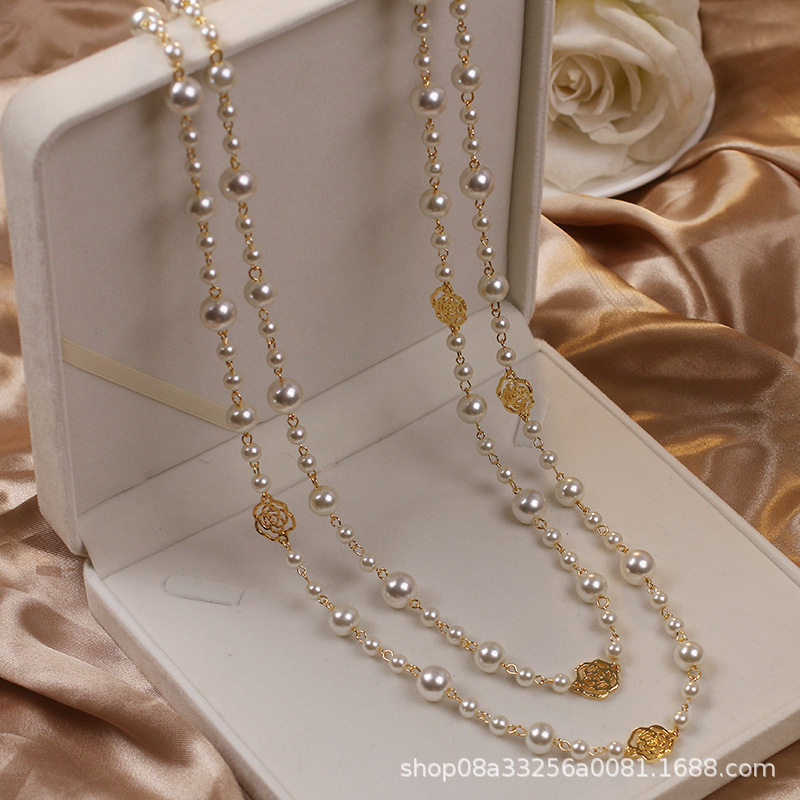 香港潮牌抖音直播爆款小香风珍珠花朵毛衣链女士装饰长款项链衣服,珠宝/钻石/翡翠,颈饰,淘宝优惠券,粉丝福利购,淘宝优惠卷