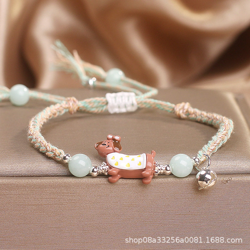 香港潮牌韩版可爱腊肠狗编绳手链女甜美多巴胺手环送同学闺蜜节日,饰品/流行首饰/时尚饰品新,银饰手链,淘宝优惠券,粉丝福利购,淘宝优惠卷