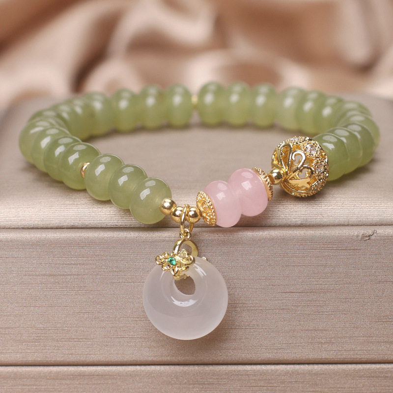 香港潮牌天然晴水绿色算盘珠水晶手链女轻奢精致显白平安扣吊坠手,饰品/流行首饰/时尚饰品新,手链,淘宝优惠券,粉丝福利购,淘宝优惠卷
