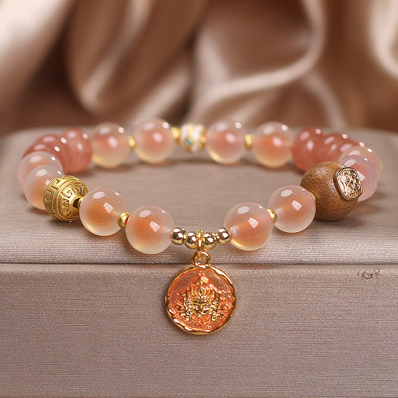 香港潮牌天然橙色糖心玛瑙手链女款新中式扎基拉姆串珠手串高级感,饰品/流行首饰/时尚饰品新,手饰/手串,淘宝优惠券,粉丝福利购,淘宝优惠卷
