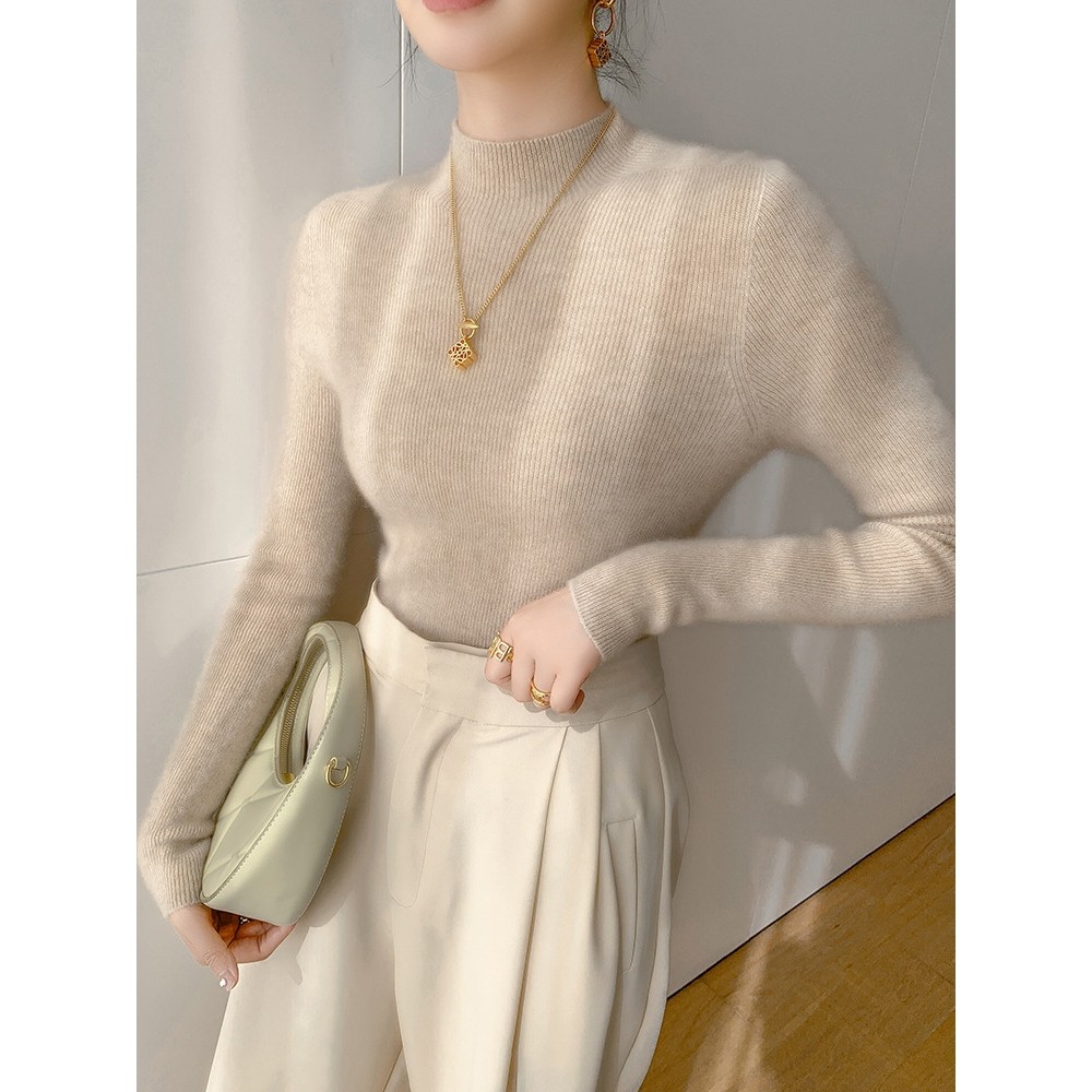 香港潮牌25秋冬无缝一线成衣山羊绒衫女修身半高领套头打底衫长袖,女装/女士精品,羊绒衫,淘宝优惠券,粉丝福利购,淘宝优惠卷