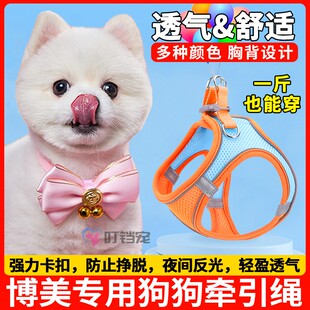 博美专用牵引绳小体狗狗工字型胸背一体夏天狗绳超小型犬网红夜光