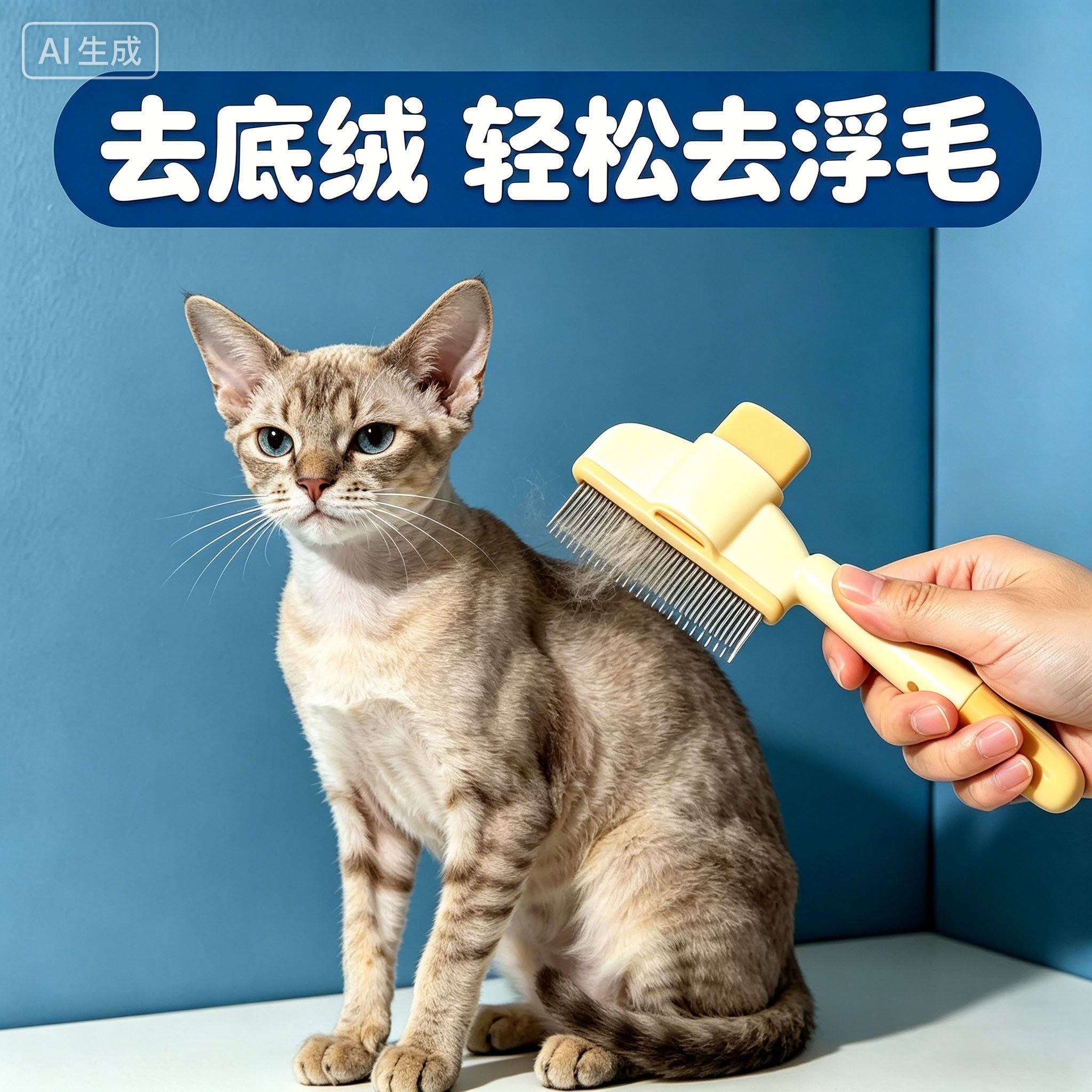 德文猫专用猫咪去底绒梳子小猫梳毛猫宠物去浮毛梳幼猫毛刷浮毛器