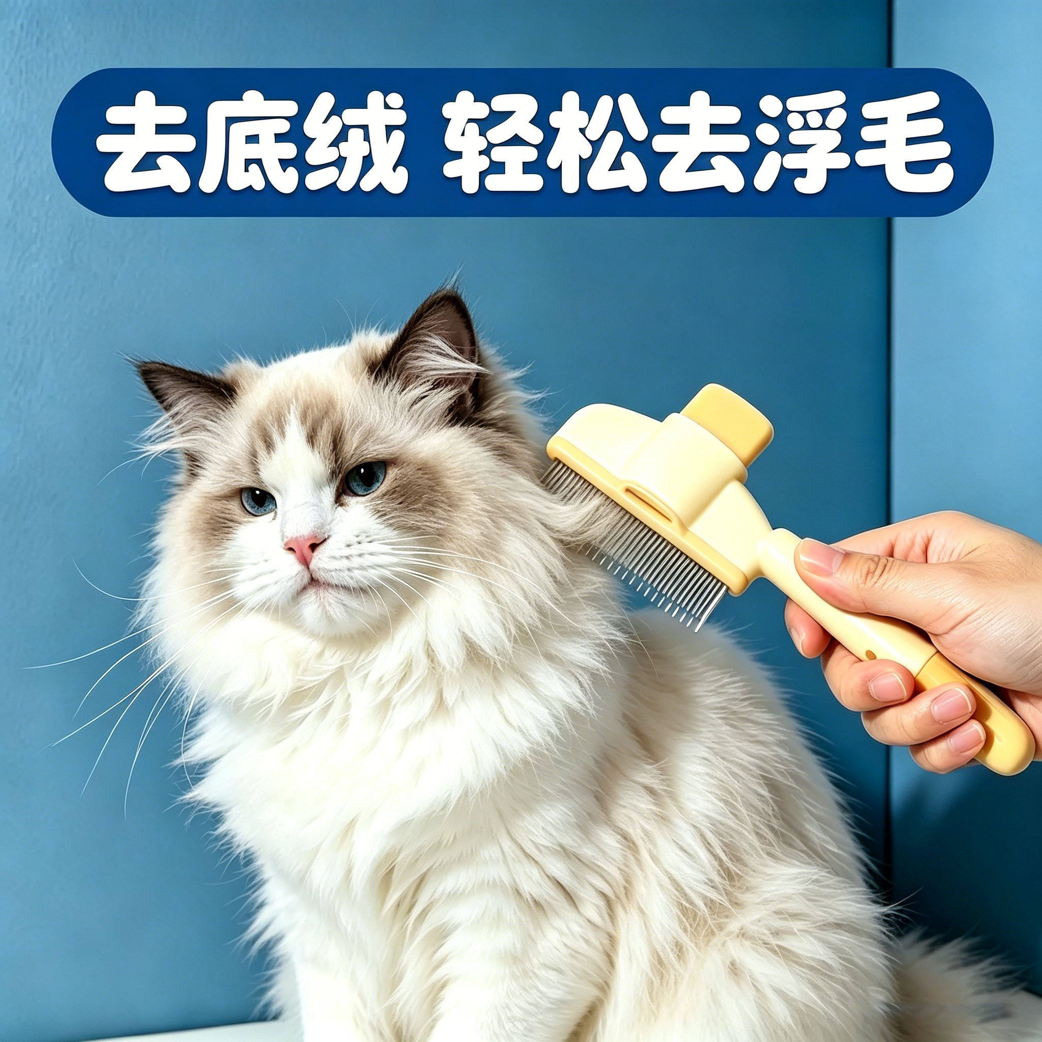 布偶猫专用猫咪去底绒梳子小猫梳毛幼猫猫去浮毛梳宠物浮毛器神器