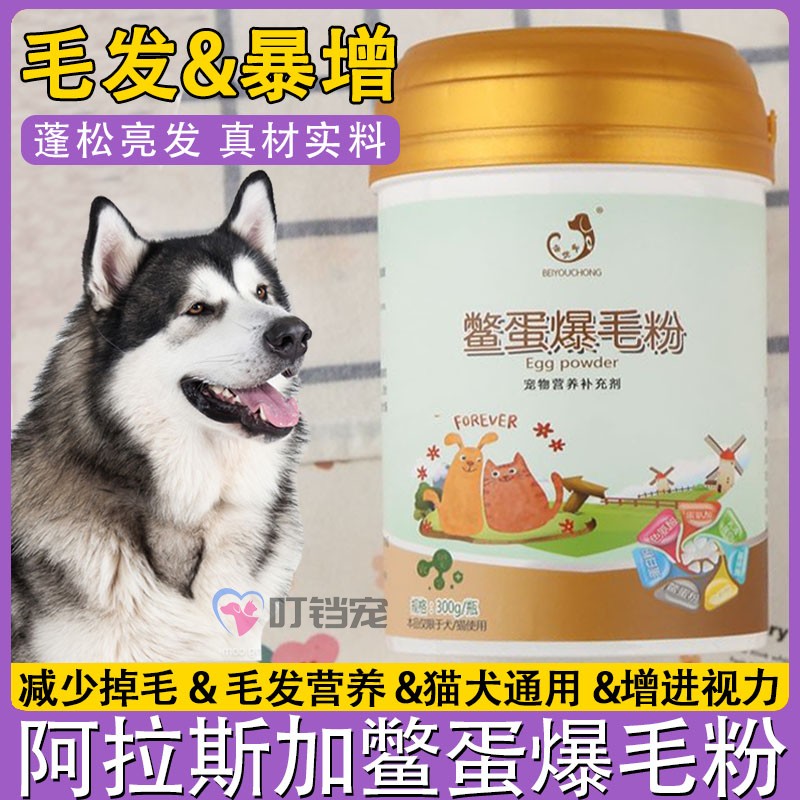 阿拉斯加专用鳖蛋爆毛粉宠物狗狗美毛粉增毛亮毛拌狗粮食品补充剂