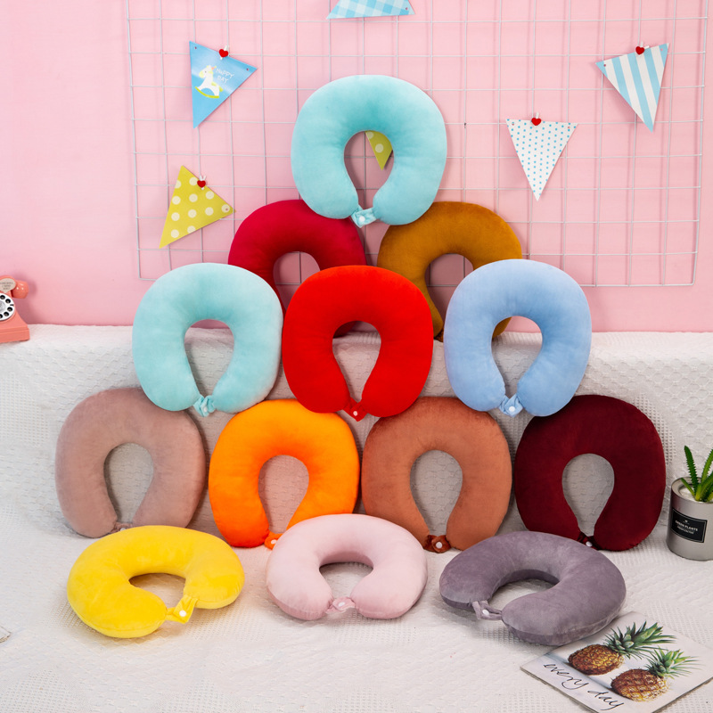 南极人 水晶绒午睡枕旅行护脖颈U型枕（花色随机）