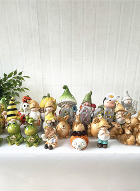 H.X红土氧化镁石膏庭院阳台小人物动物摆件