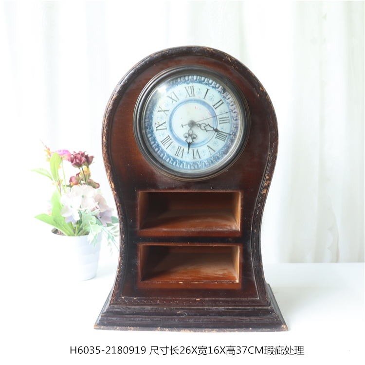 孤品大集合-美式乡村风家居软装装饰复古做旧铁艺浮雕座钟挂表i.