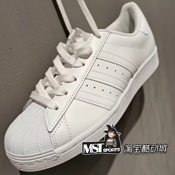 Adidas三叶草纯白贝壳头运动板鞋