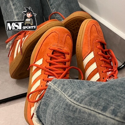 Adidas红白暖橙色T头鞋德训鞋