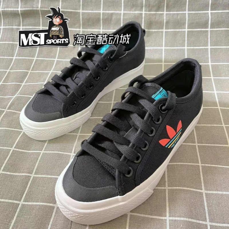 Adidas三叶草彩虹低帮帆布板鞋