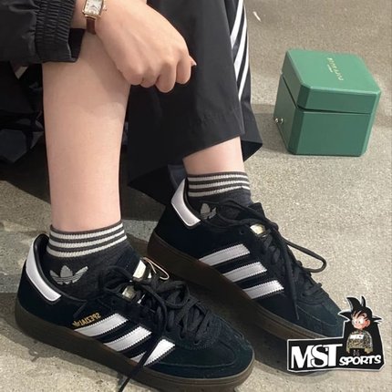 Adidas三叶草HANDBALL SPEZIAL黑白经典薄底T头鞋德训鞋DB3021