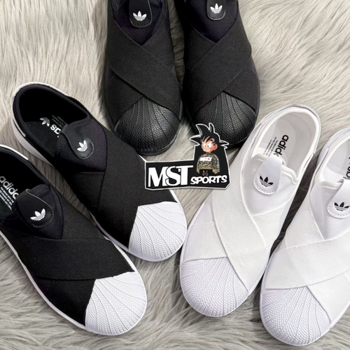 Adidas三叶草黑白一脚蹬贝壳板鞋