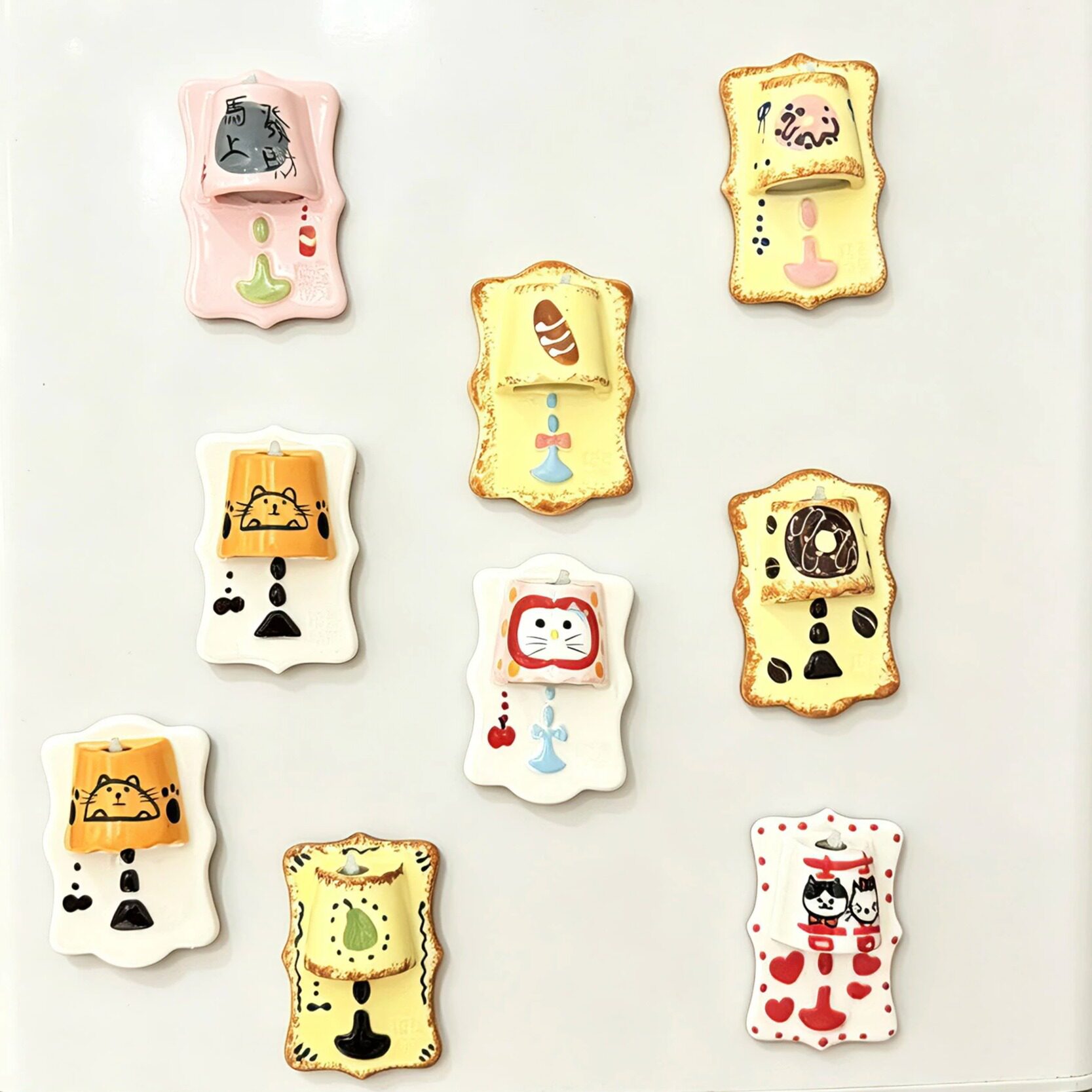 景德镇手绘款陶瓷亮灯冰箱贴 立体台灯磁吸冰箱装饰 创意家居礼物
