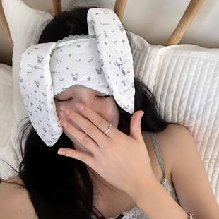 兔子眼罩花边垂耳邦尼兔kt猫遮光松紧调节出片兔耳小红书博主同款