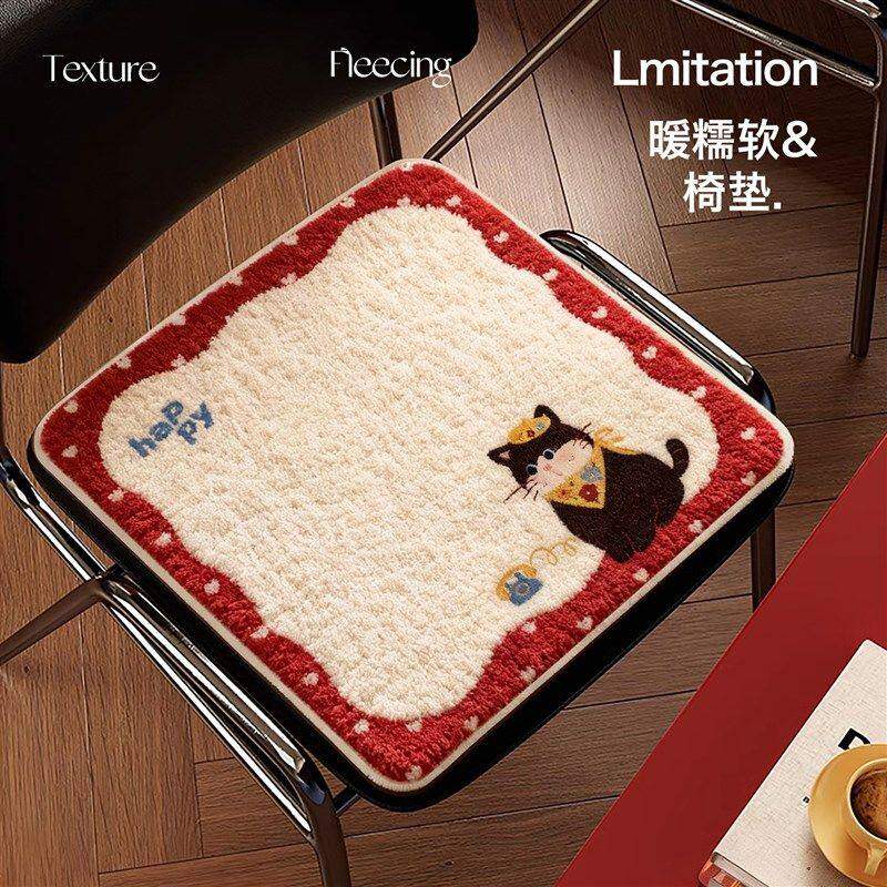 仿羊绒坐垫冬加厚防屁股痛办公室久坐椅垫家用防滑餐椅垫学生屁垫