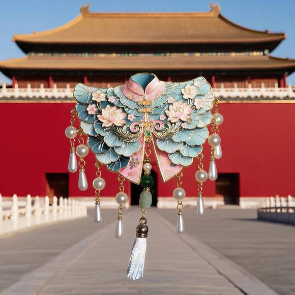 北京故宫博物馆如意青莲彩云肩金属冰箱贴磁性贴古典中国纪念礼品