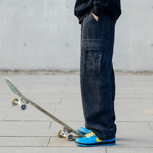 Kizzles滑板裤 提花牛仔裤 子复古宽松工装 舒适休闲长裤 裤 清仓特价