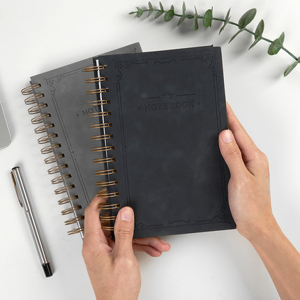 A5高颜值加厚硬壳线圈本简约ins复古风大学生考研用笔记本32K文艺精致超厚大号横线日记本记事本学习用品