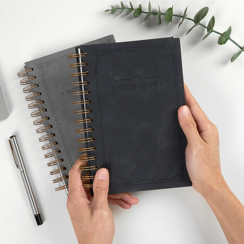 A5高颜值加厚硬壳线圈本简约ins复古风大学生考研用笔记本32K文艺精致超厚大号横线日记本记事本学习用品