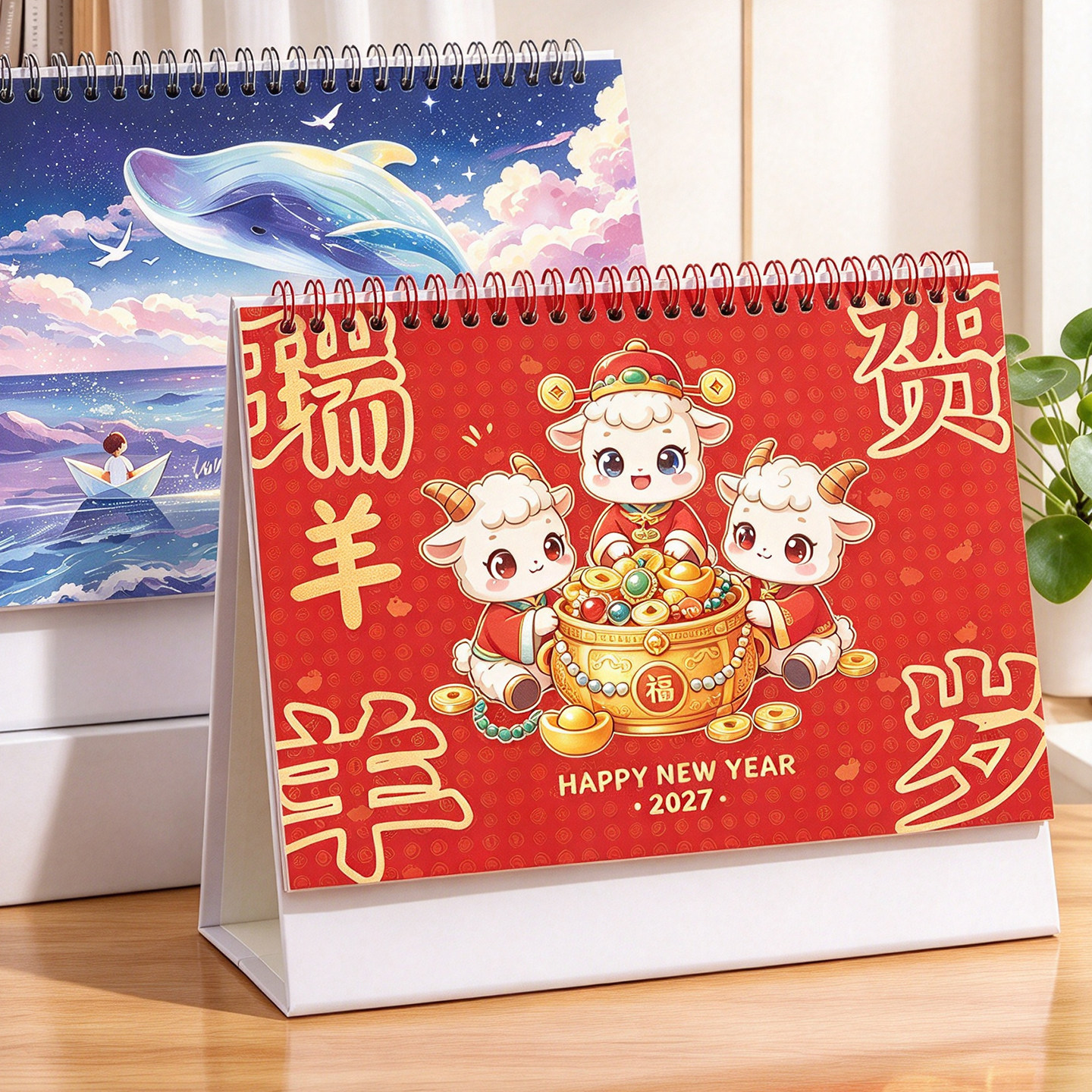 2027年新款台历定制logo创意简约小清新韩式办公年历个性中国