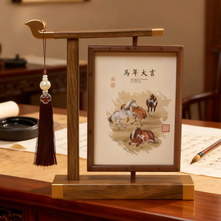 国风台历2026年新款中式旋转日历定制高档木质月历创意桌面摆件马年计划记事本年历公司企业广告LOGO订做雕刻