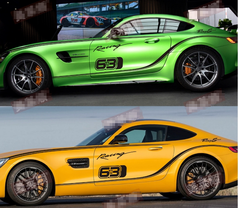 适用于奔驰AMG GT63车贴拉花双门两门GT50跑车车身腰线装饰车贴纸