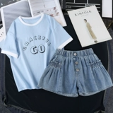 Джинсовая юбка, шорты, штаны, детская тонкая летняя одежда, коллекция 2023, в западном стиле, свободный крой, подходит для подростков