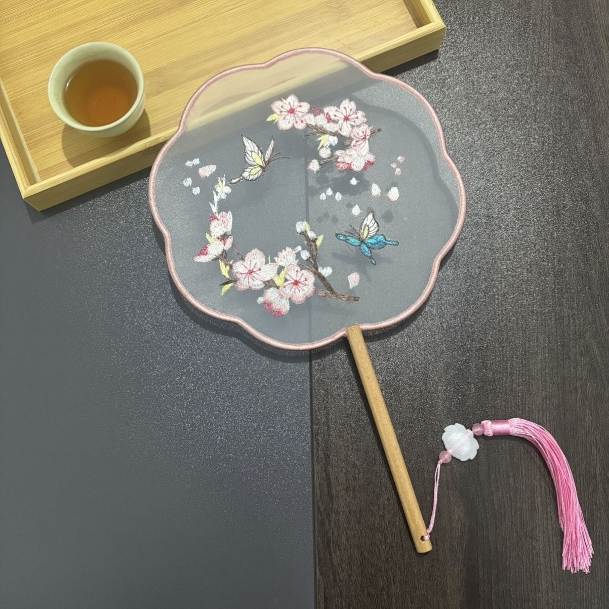 【粉色合集】古风扇子团扇舞蹈专用扇苏绣双面刺绣扇汉服旗袍走秀