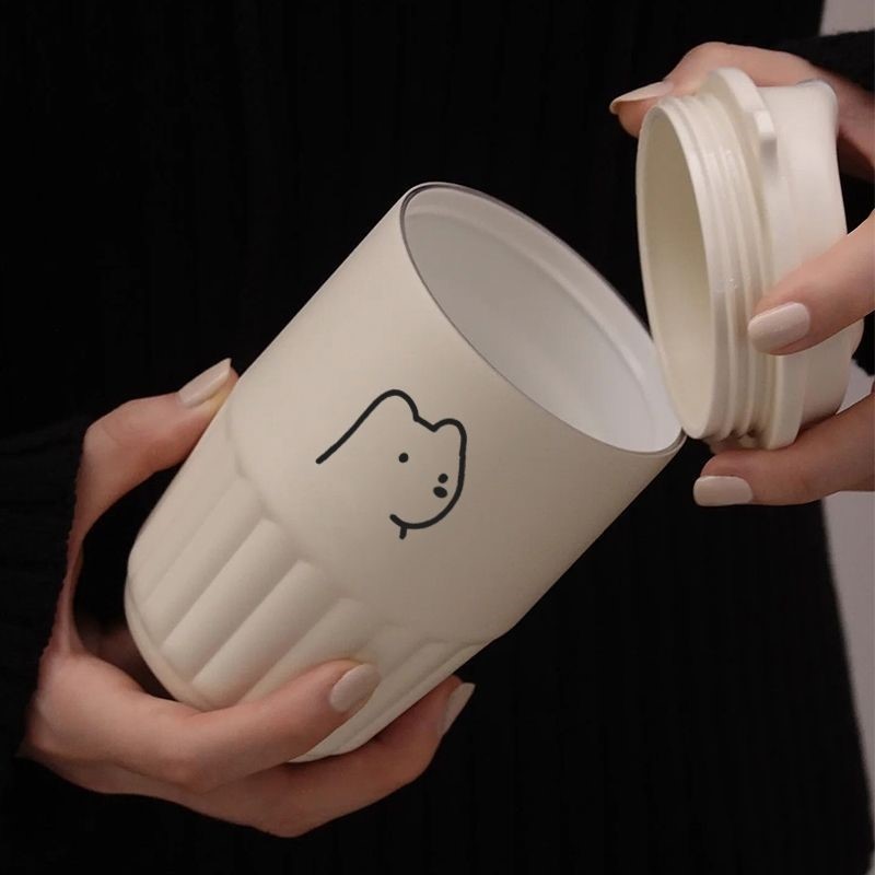 不锈钢复古咖啡杯陶瓷内胆保温水杯女学生随行便携式杯子高颜值