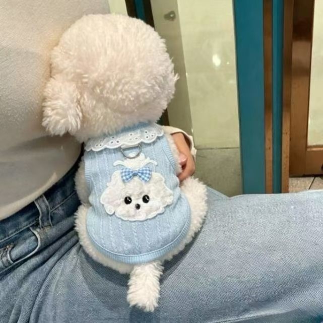 小比熊衣服夏季新款可爱小狗背心可牵引雪纳瑞比熊猫咪小型犬服装