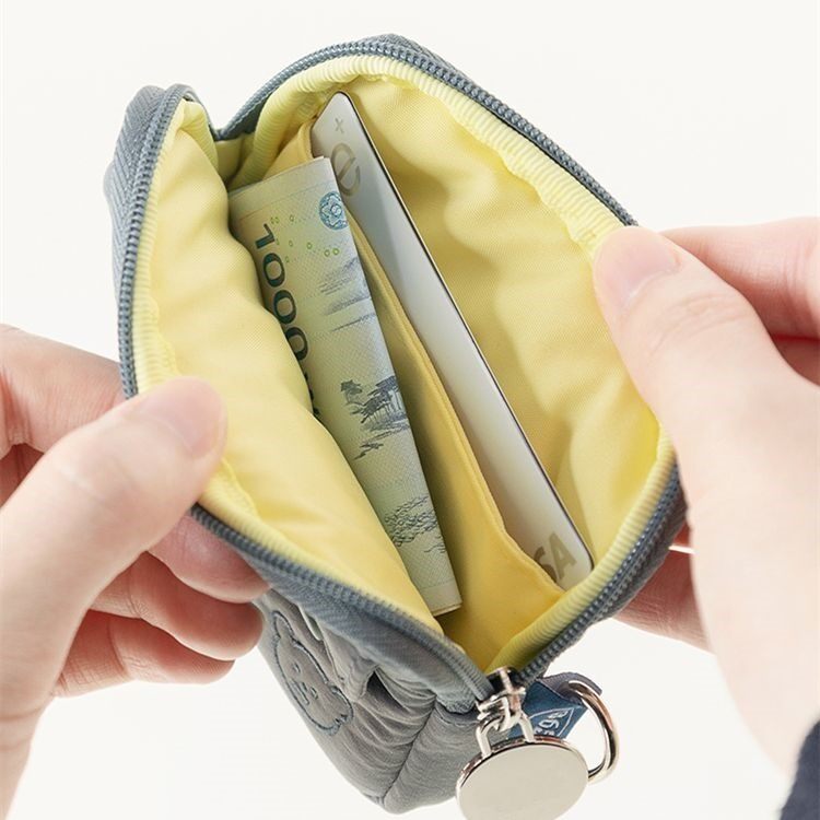 可爱小清新棉布纯色拉链卡包零钱