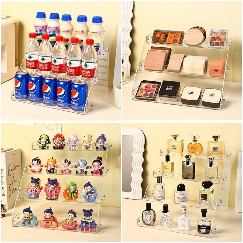 亚克力手办玩偶阶梯式陈列架多层香水化妆品收纳盒烟架桌面置物架