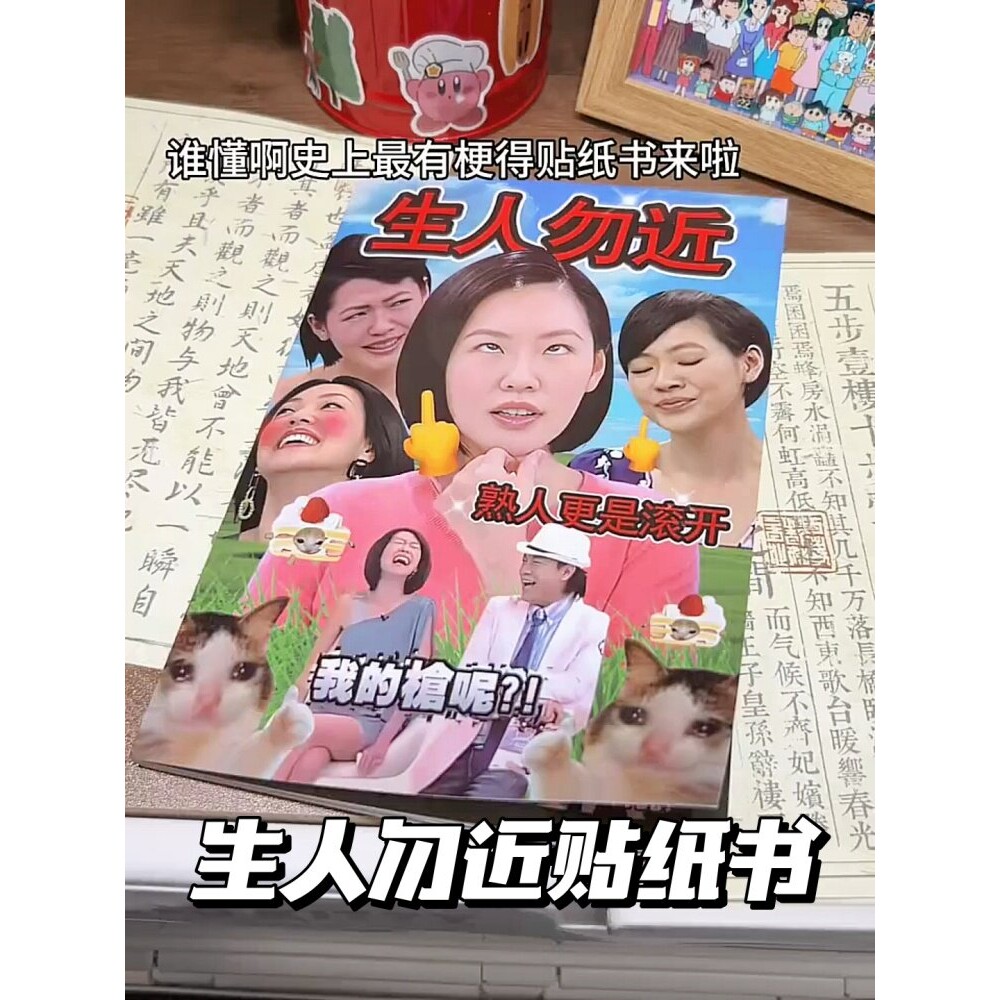生人勿近贴纸书创意搞怪搞笑表情包梗图抽象手账贴纸装饰素材本