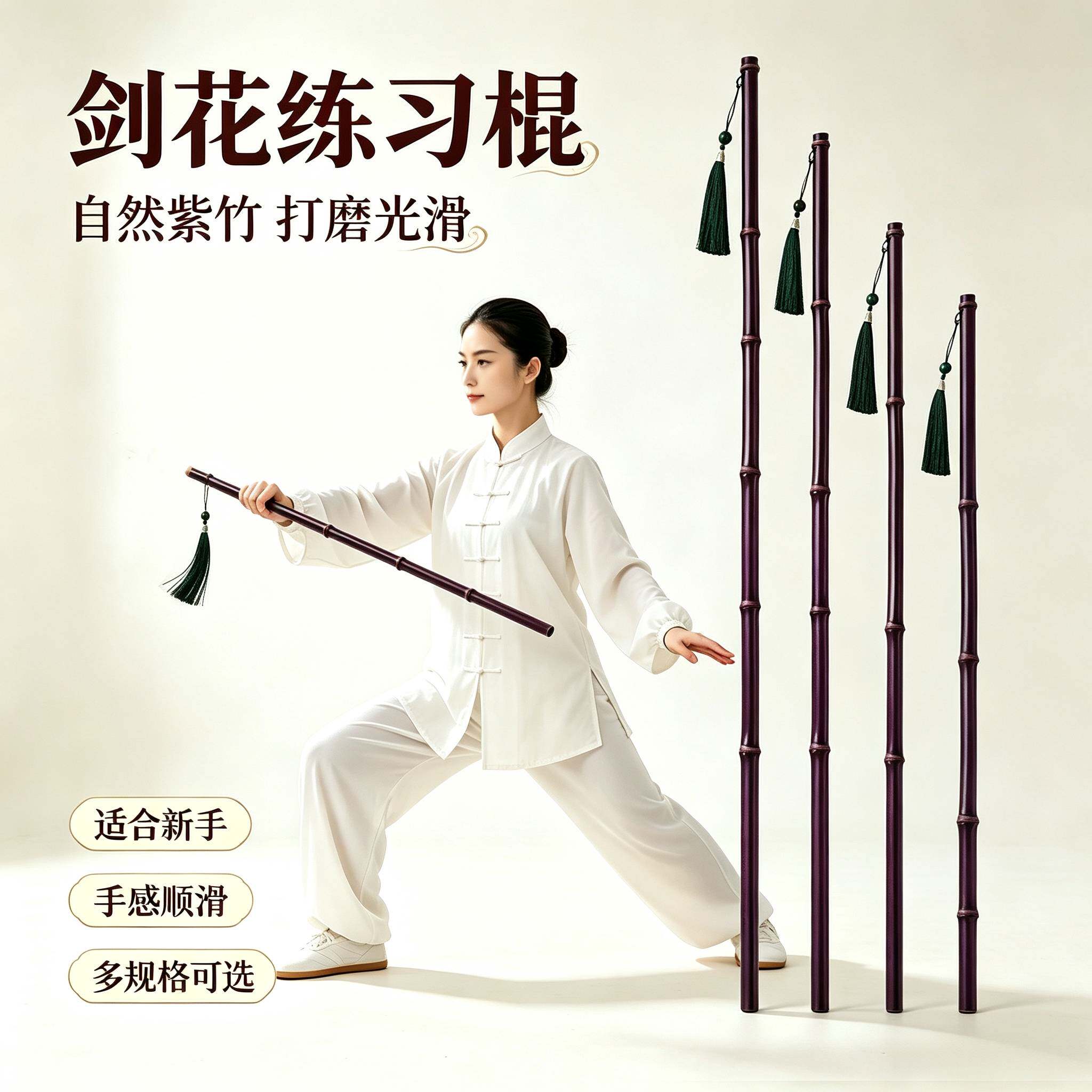竹棍练剑细竹剑剑花练习棍子新手入门剑木剑初学者古风紫竹鞭晨练