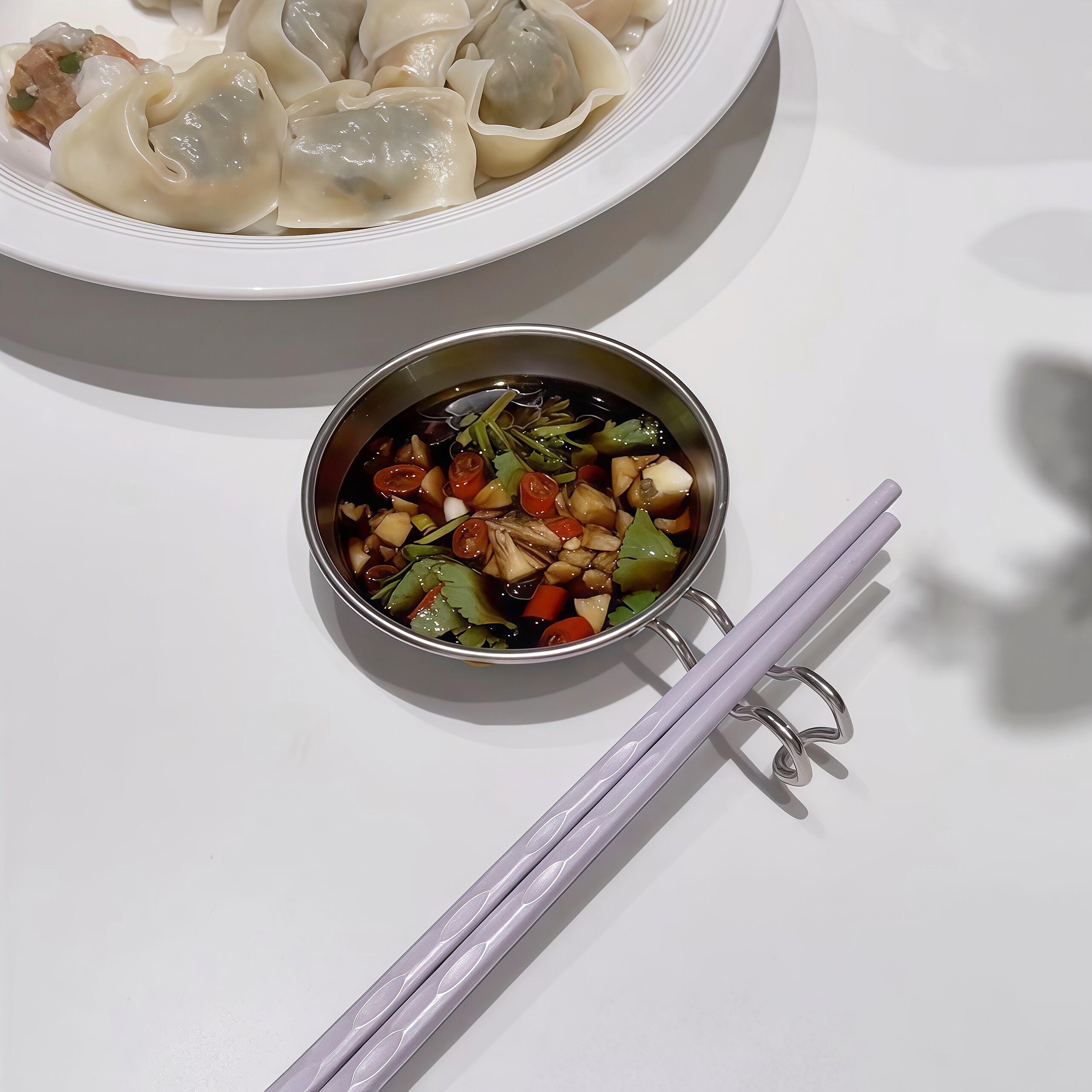 【厨房好物】不锈钢蘸料碟饺子烤肉火锅家用味碟调料碟醋碟筷子托