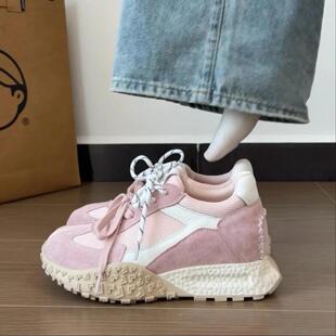 厚底轻便休闲女 女2026年春夏新款 香港潮鞋 小个子内增高7cm德训鞋