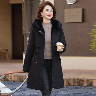 棉袄中老年加绒加厚 加绒棉服中长款 恒源祥官方正品 2024年妈妈冬装