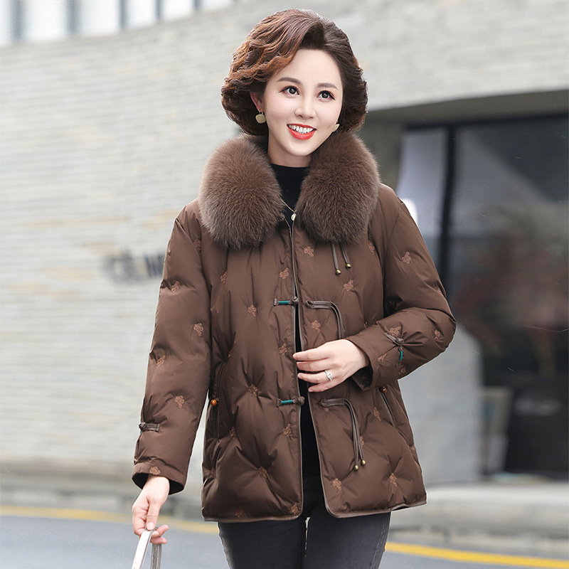 恒源祥官方正品2025中年妈妈羽绒服洋气加厚外套洋气中老年人保暖