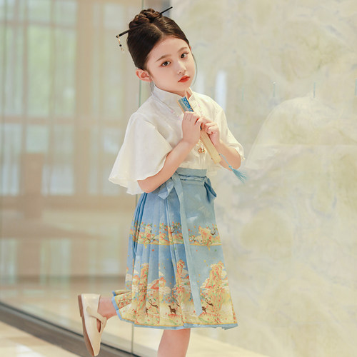 洛如嫣女童夏季汉服马面裙套装