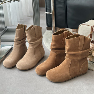 Retro wasteland flat bottomed Martin boots for women's boots