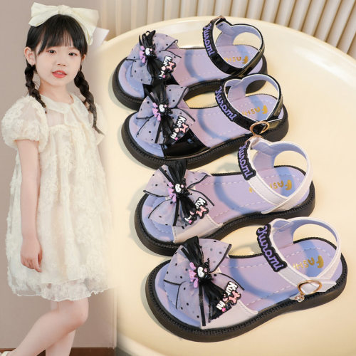 Girls' sandals, summer soft soled butterfly bow kids sandals
